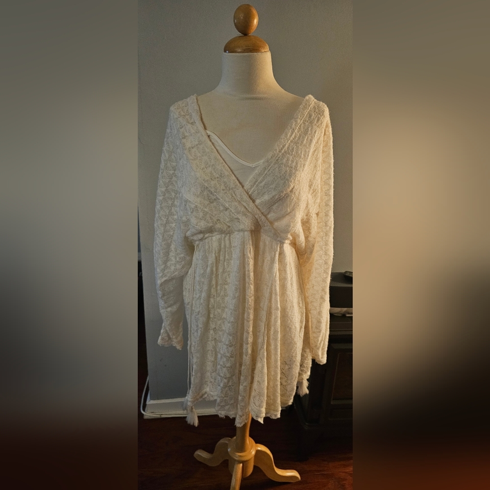 Free People Ivory Lace Long Sleeve Dress